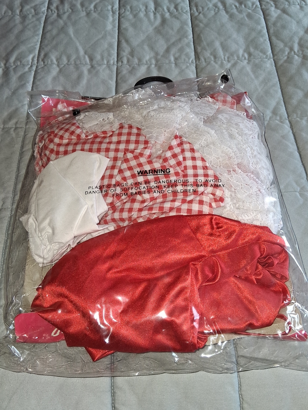 California Costume Red and White Checkered Little Red Riding Hood Dress - Picture 3 of 3